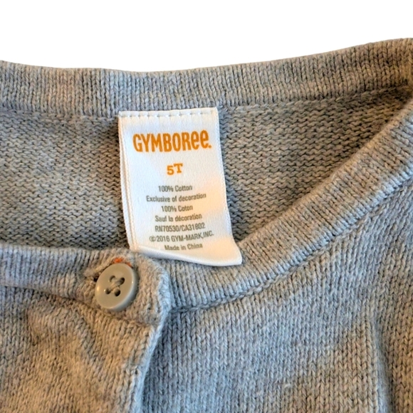 Gymboree Girls Gray Cardigan with Pumpkin Pockets Cotton Size 5T - Picture 4 of 4